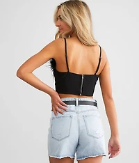 Feather Cropped Corset Tank Top