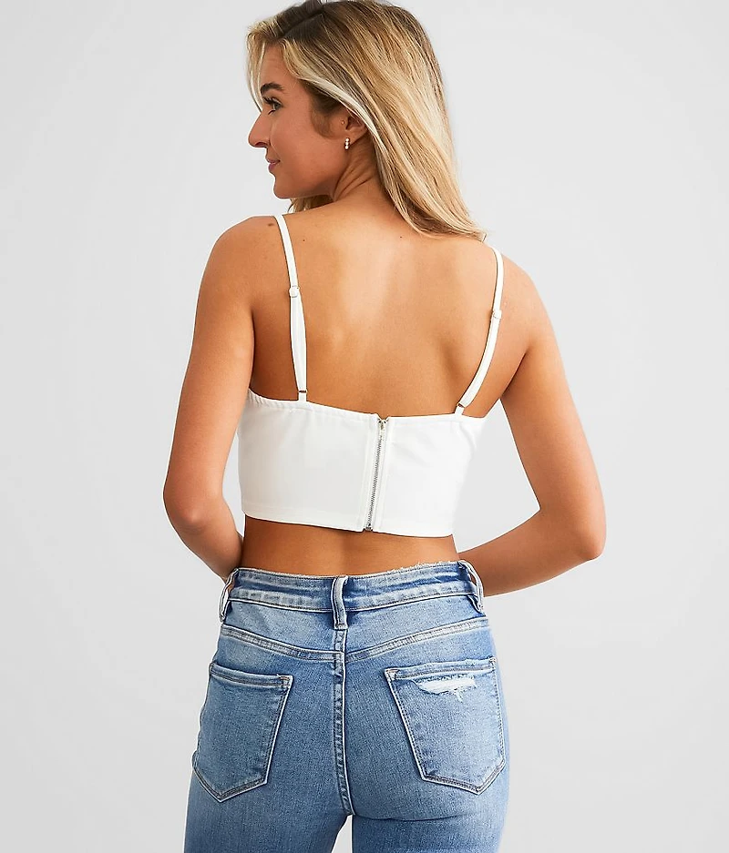 Feather Cropped Corset Tank Top