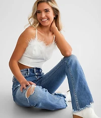 Feather Cropped Corset Tank Top