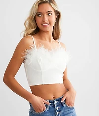 Feather Cropped Corset Tank Top