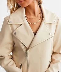 Faux Leather Moto Jacket