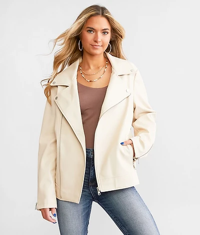 Faux Leather Moto Jacket