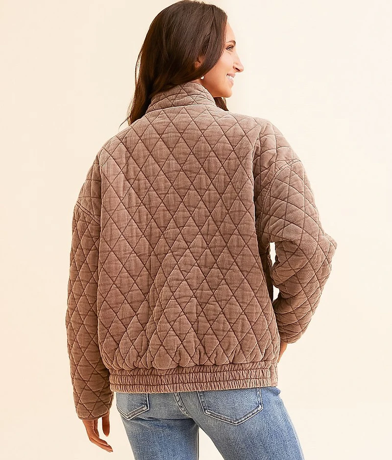 Diamond Quilted Corduroy Shacket