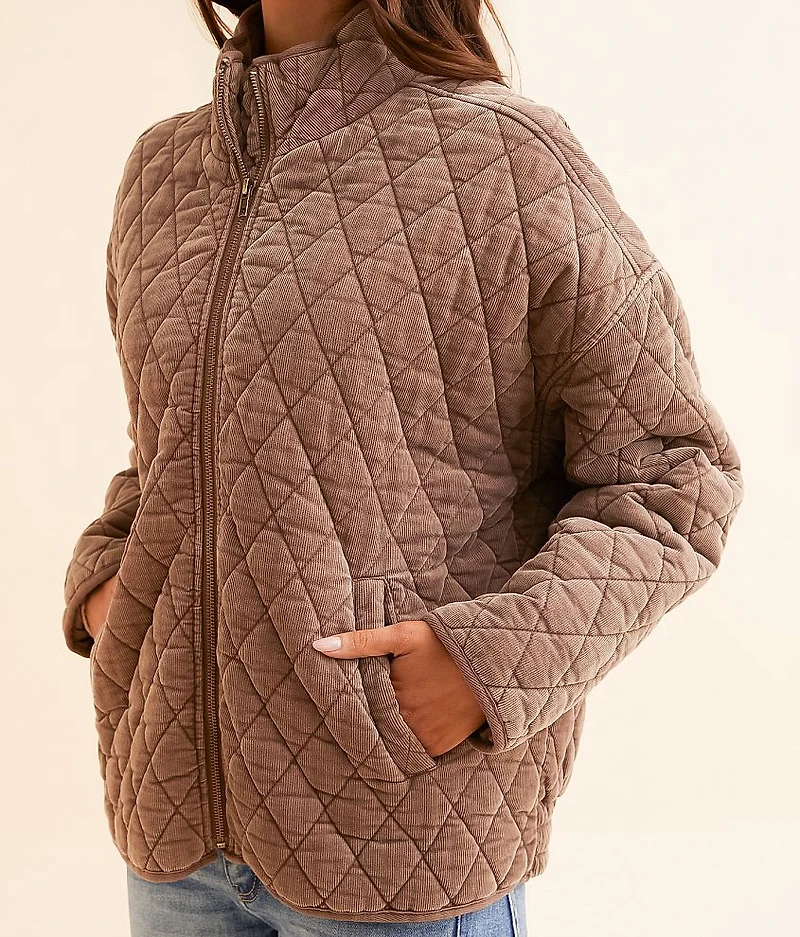 Diamond Quilted Corduroy Shacket
