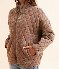 Diamond Quilted Corduroy Shacket