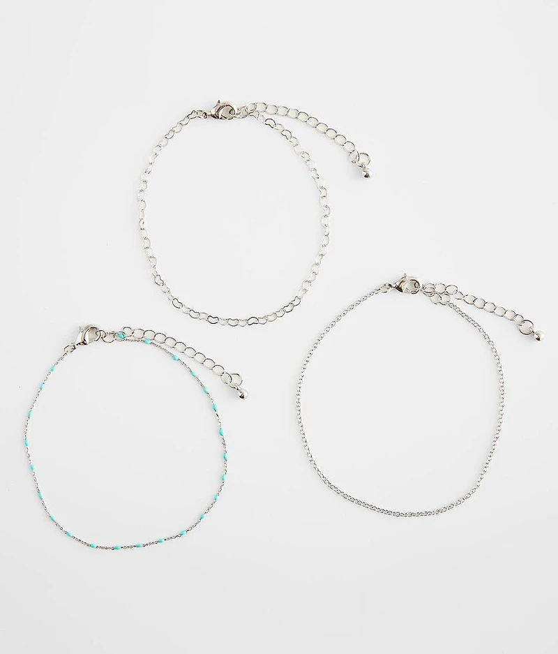 3 Pack Beaded Anklet Bracelet Set