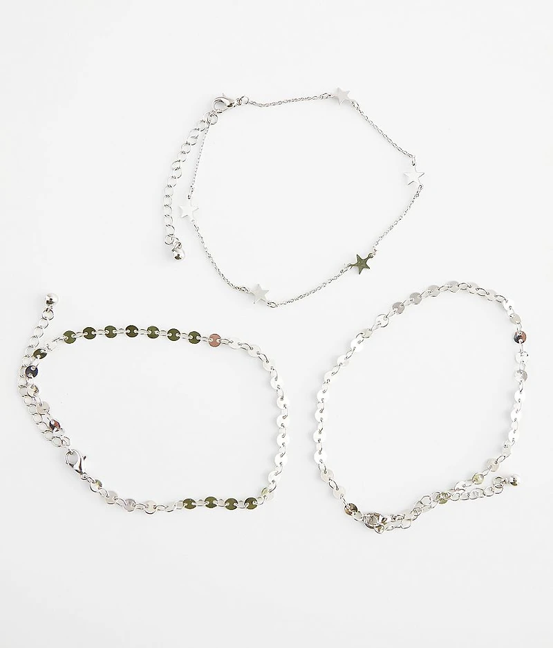 3 Pack Star Ankle Bracelet Set