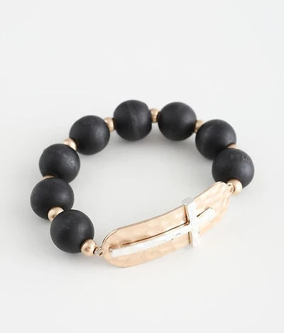 Hammered Cross Bracelet