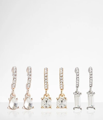 3 Pack Glitz Earring Set