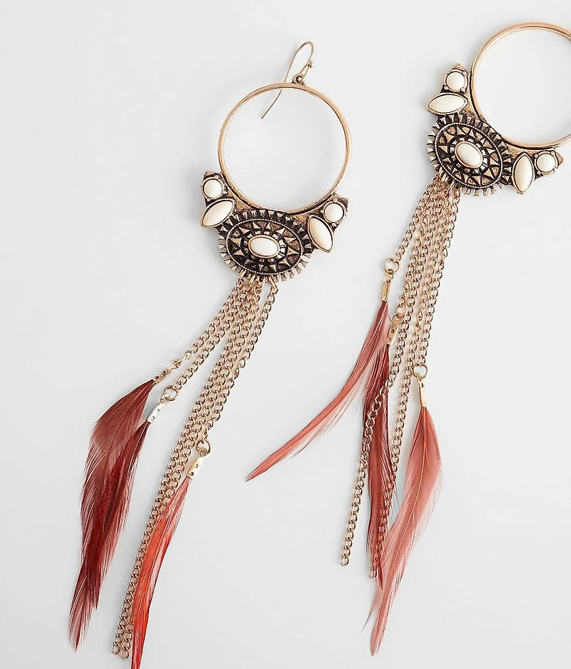 Feather Fringe Drop Earring