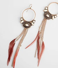 Feather Fringe Drop Earring