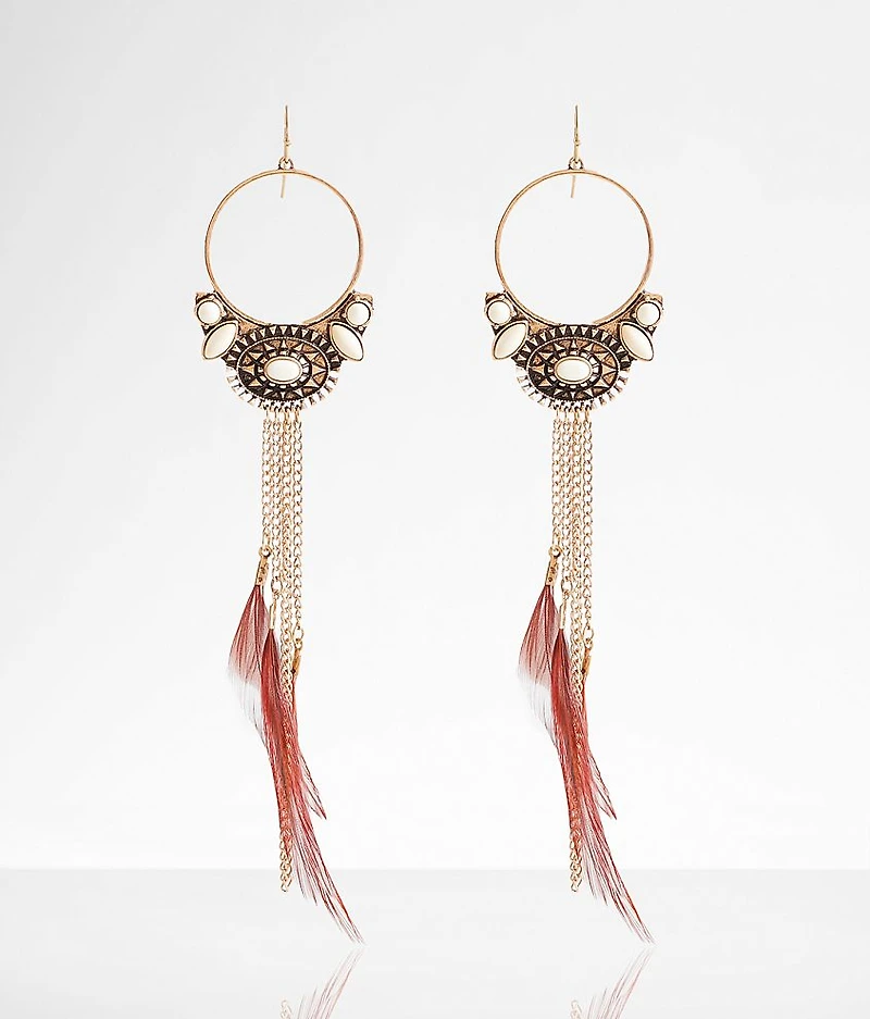 Feather Fringe Drop Earring