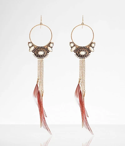 Feather Fringe Drop Earring