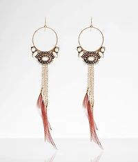 Feather Fringe Drop Earring