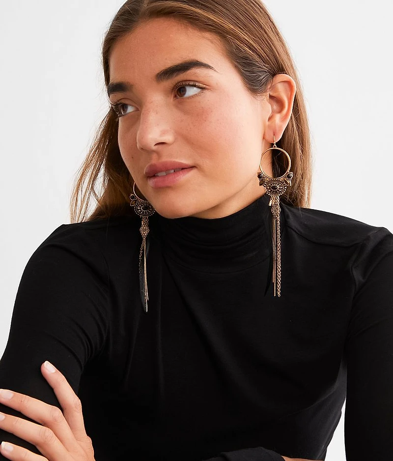Western Feather Drop Earring