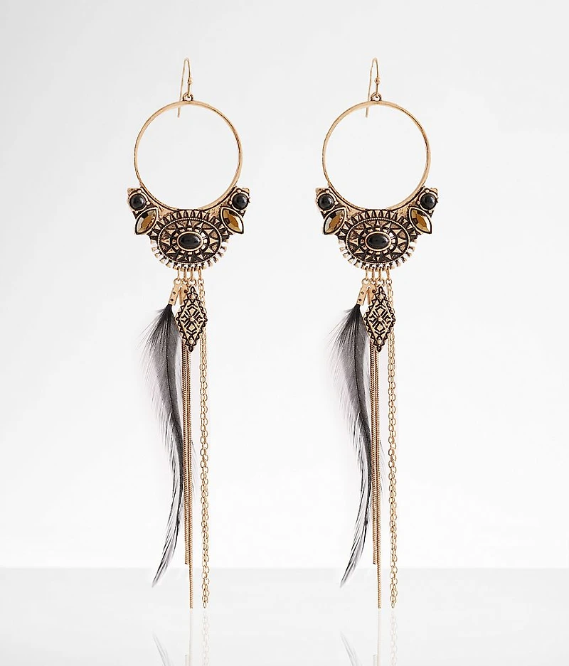 Western Feather Drop Earring