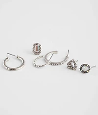6 Pack Dainty Rhinestone Earring Set