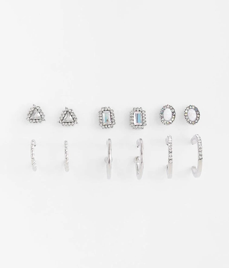 6 Pack Dainty Rhinestone Earring Set