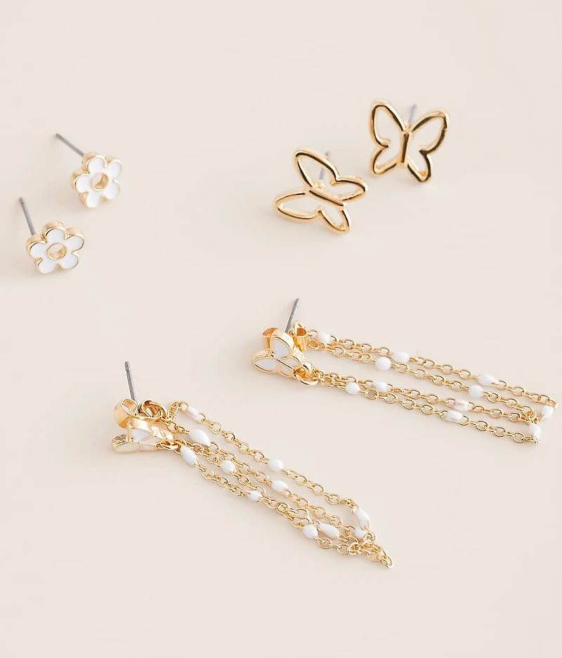 3 Pack Butterfly Earring Set