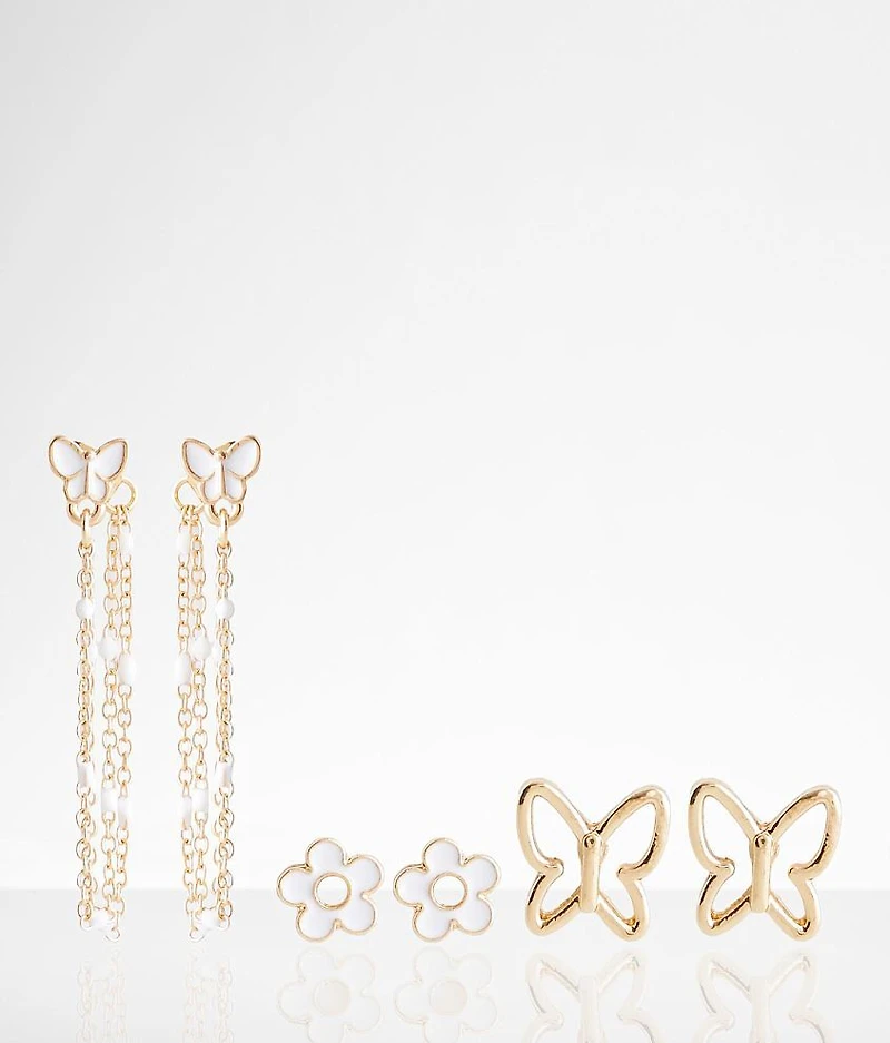 3 Pack Butterfly Earring Set