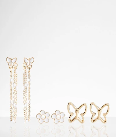 3 Pack Butterfly Earring Set