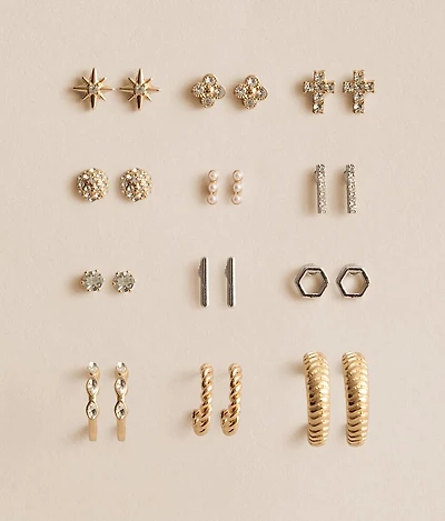 12 Pack Glam Earring Set