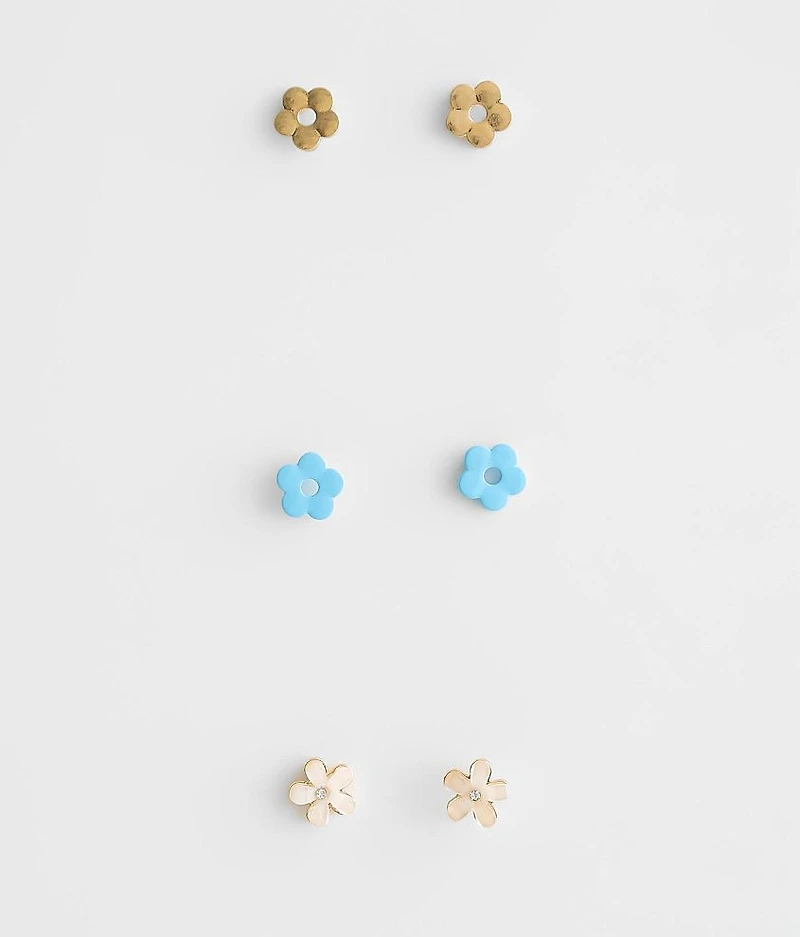 3 Pack Flower Earring Set