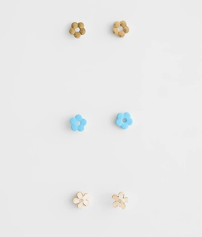 3 Pack Flower Earring Set