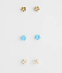3 Pack Flower Earring Set