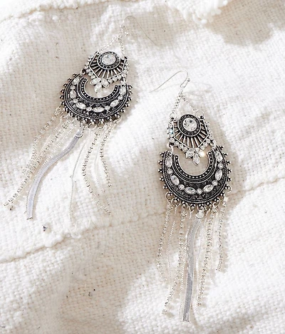 Western Glitz Fringe Drop Earring