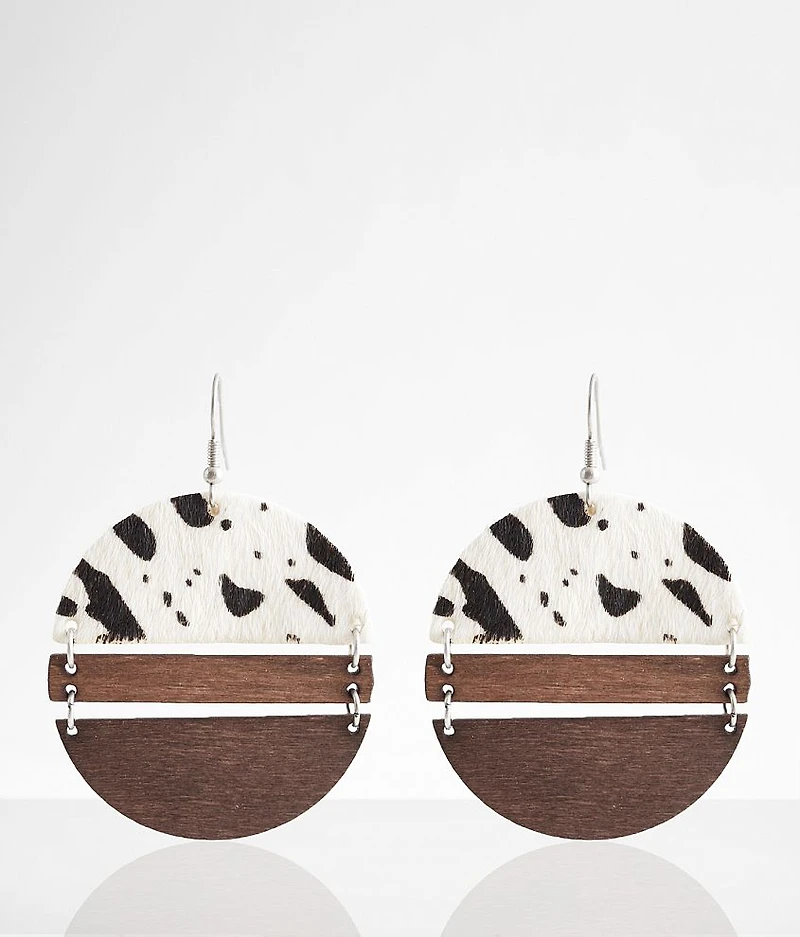 Cow Print Fur Drop Earring
