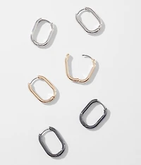 3 Pack Mixed Metal Earring Set