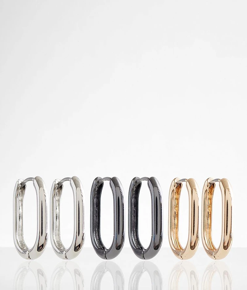 3 Pack Mixed Metal Earring Set