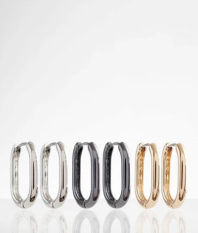 3 Pack Mixed Metal Earring Set