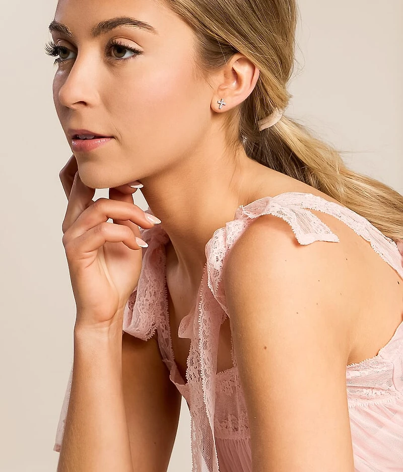 3 Pack Glitz Cross Earring Set