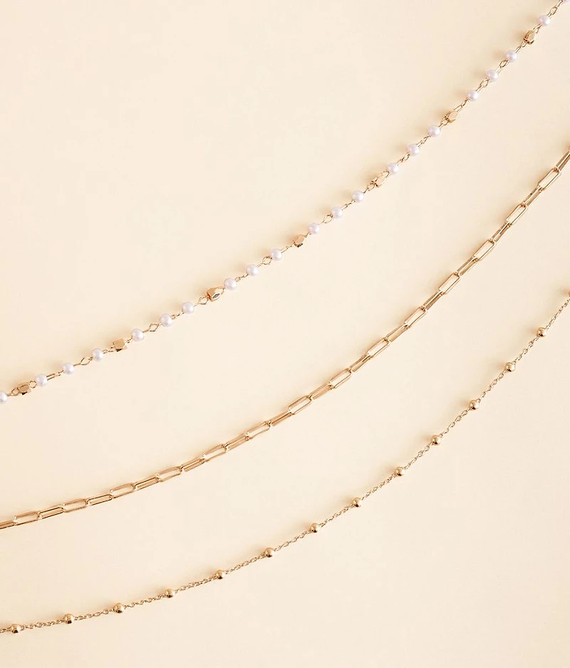 Faux Pearl Tiered Necklace