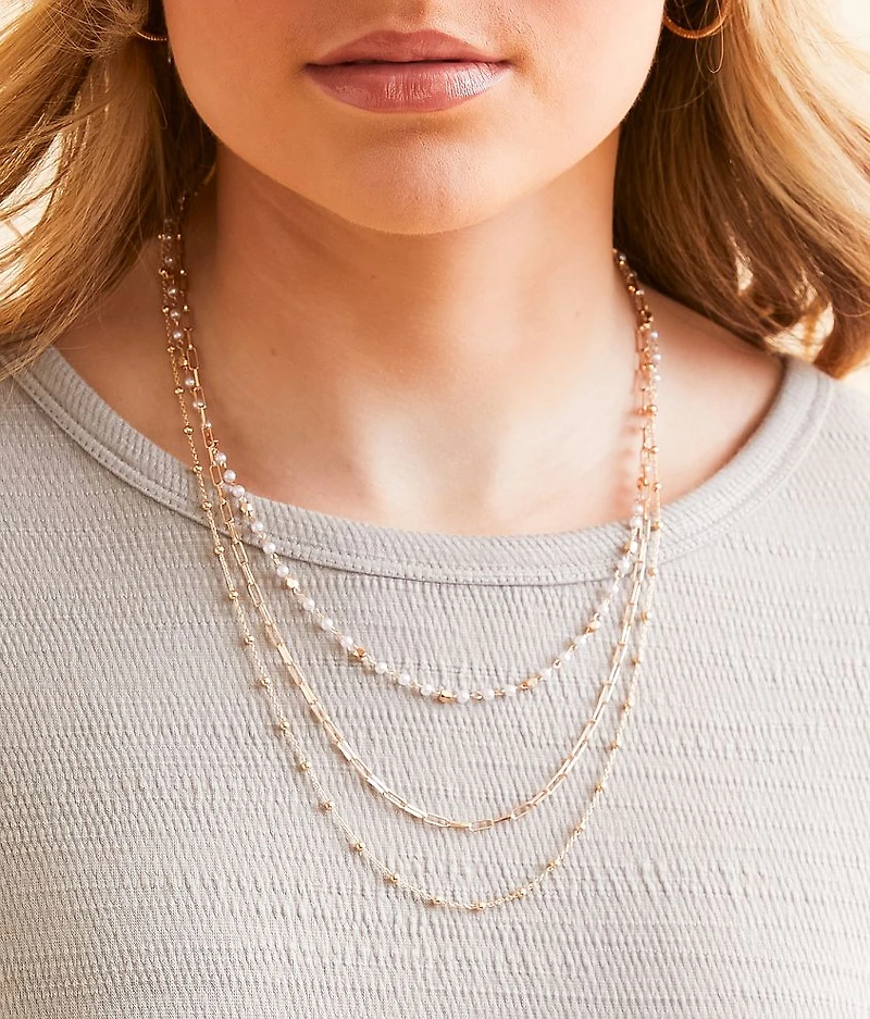 Faux Pearl Tiered Necklace
