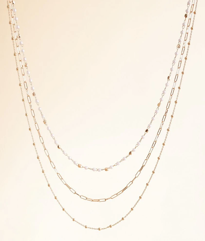 Faux Pearl Tiered Necklace