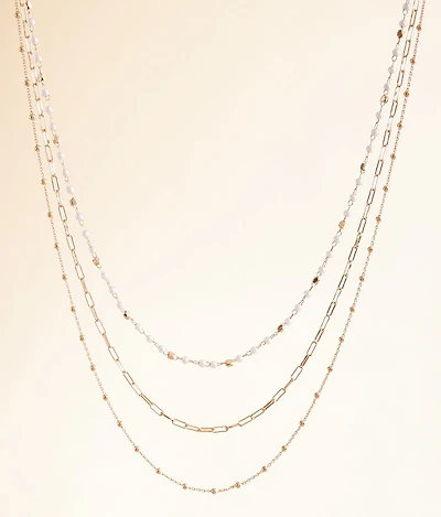 Faux Pearl Tiered Necklace