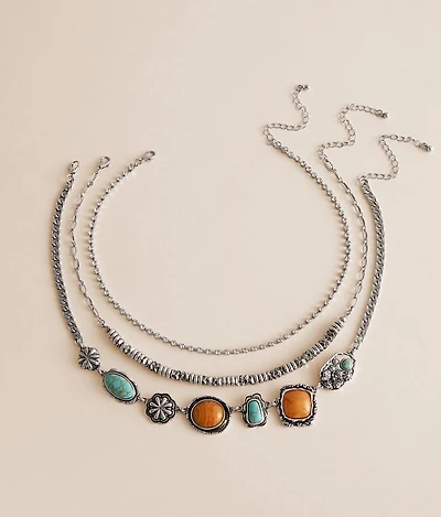 3 Pack Statement Stone Necklace Set