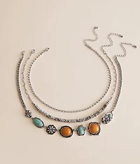 3 Pack Statement Stone Necklace Set