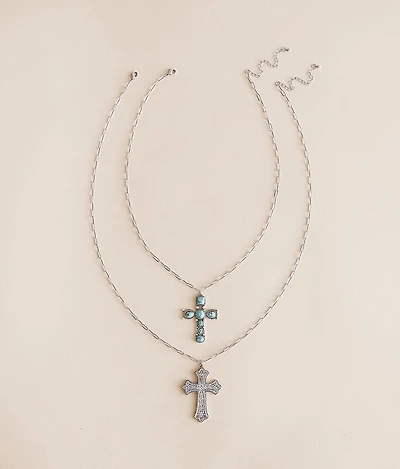 2 Pack Cross Necklace Set