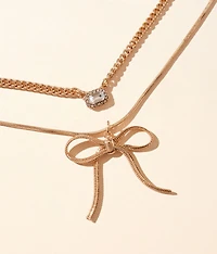 2 Pack Bow Necklace Set