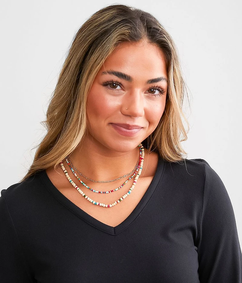 2 Pack Beaded Necklace Set
