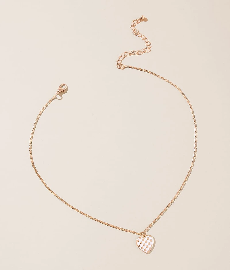 Checkered Heart Necklace