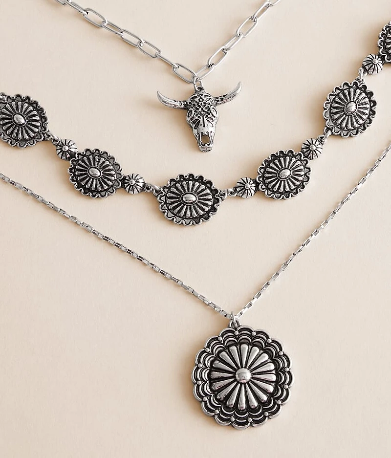 3 Pack Western Statement Necklace Set