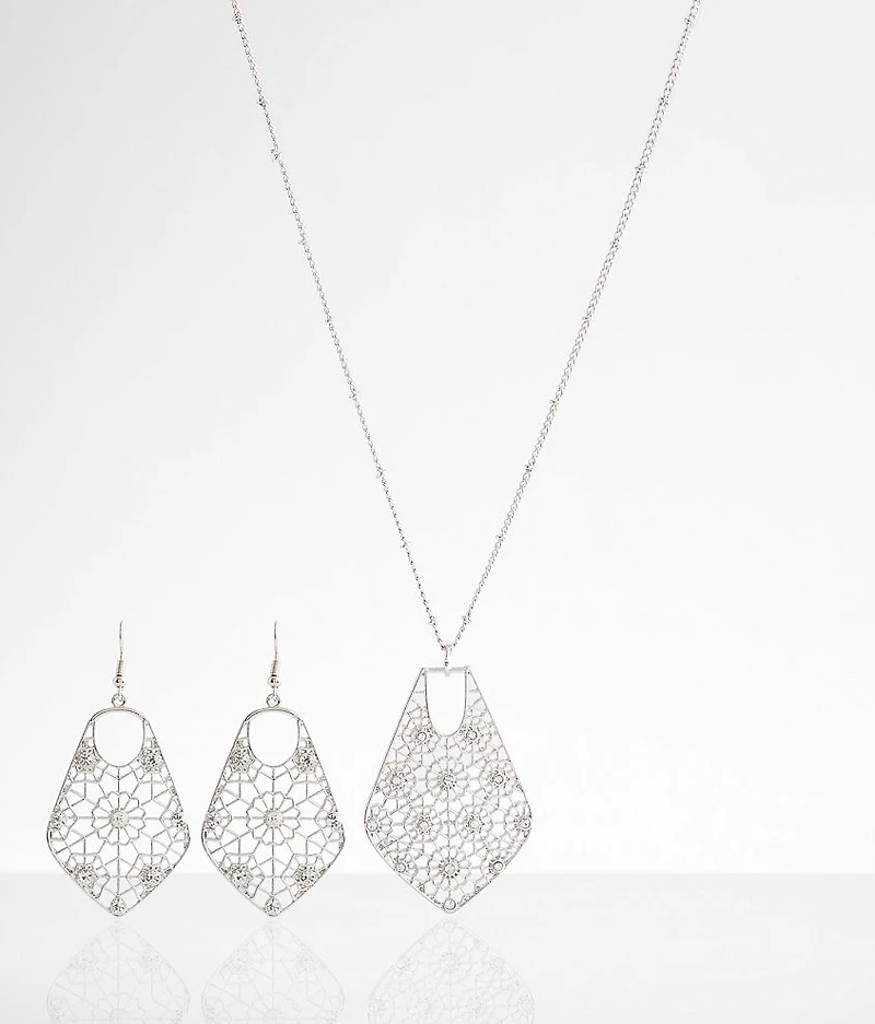 Rhinestone Earring & Necklace Set