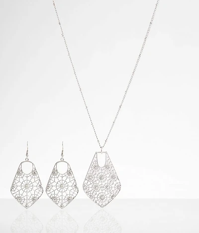 Rhinestone Earring & Necklace Set