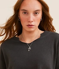 Double Cross Pendant Necklace