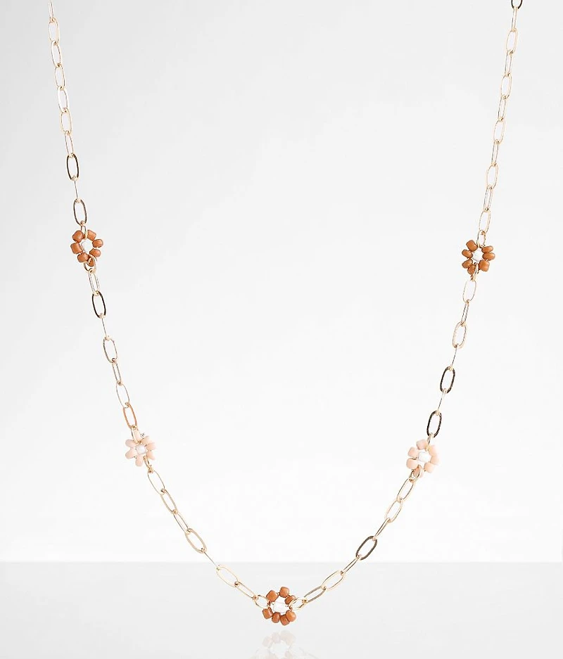 Seed Bead Flower Necklace